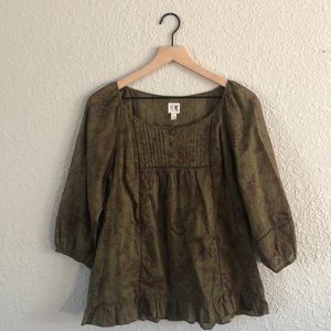 Anthropologie Olive Green Blouse